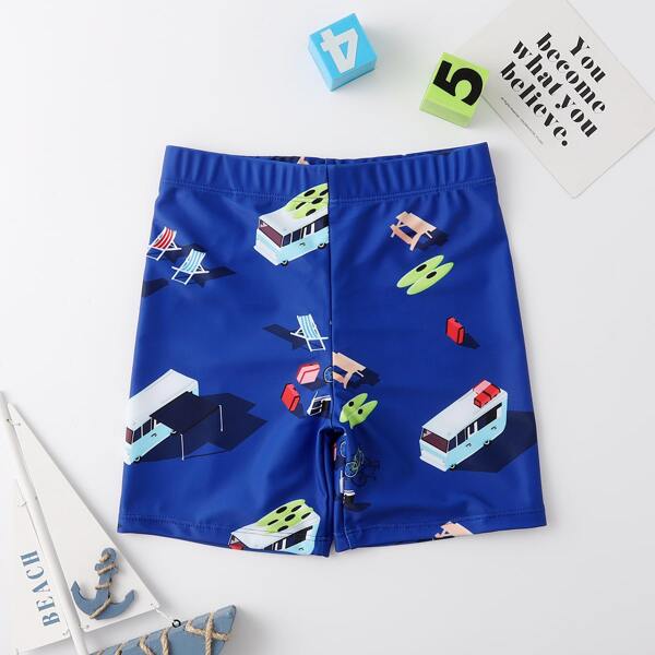 

Boys Cartoon Graphic Swim Trunks, Multicolor