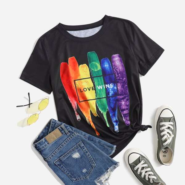

LGBT Slogan Graphic Tee, Black
