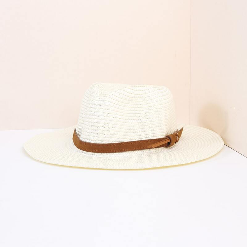 

Belt Decor Straw Hat, White