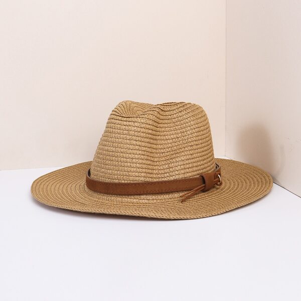 

Belt Decor Straw Hat, Khaki
