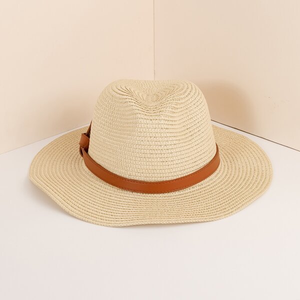 

Knot Decor Straw Hat, Beige