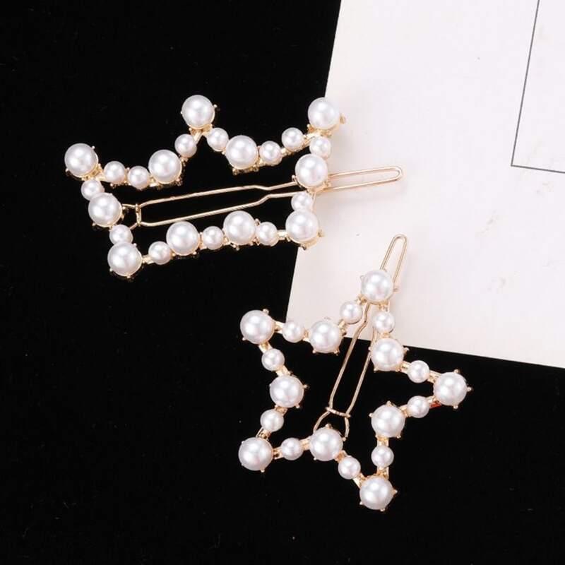 

2pcs Star & Crown Hair Clip, Gold