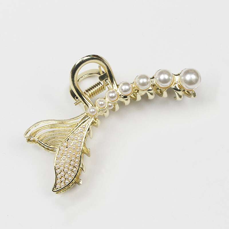 

Faux Pearl Decor Hair Claw, Gold
