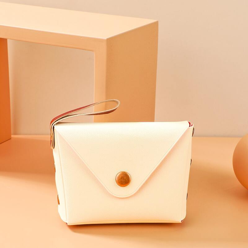 

Mini Snap Button Purse, Beige