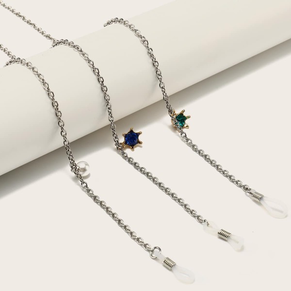 

Rhinestone Detail Glasses Chain, Silver