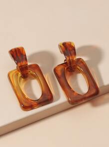 亞克力幾何耳環 - 棕色 - 查看 3