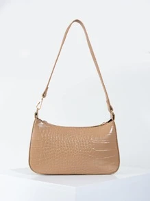 Crocodile Embossed Bag - Khaki - View 1
