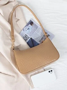 Crocodile Embossed Bag - Khaki - View 2