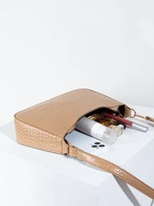 Crocodile Embossed Bag - Khaki - View 5