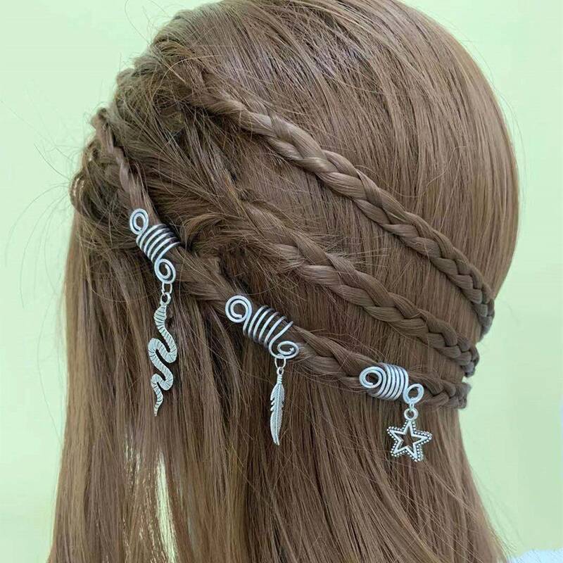 

3pcs Star & Leaf Hair Ring, Silver