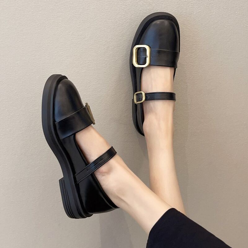 

Buckle Decor Mary Jane Flats, Black