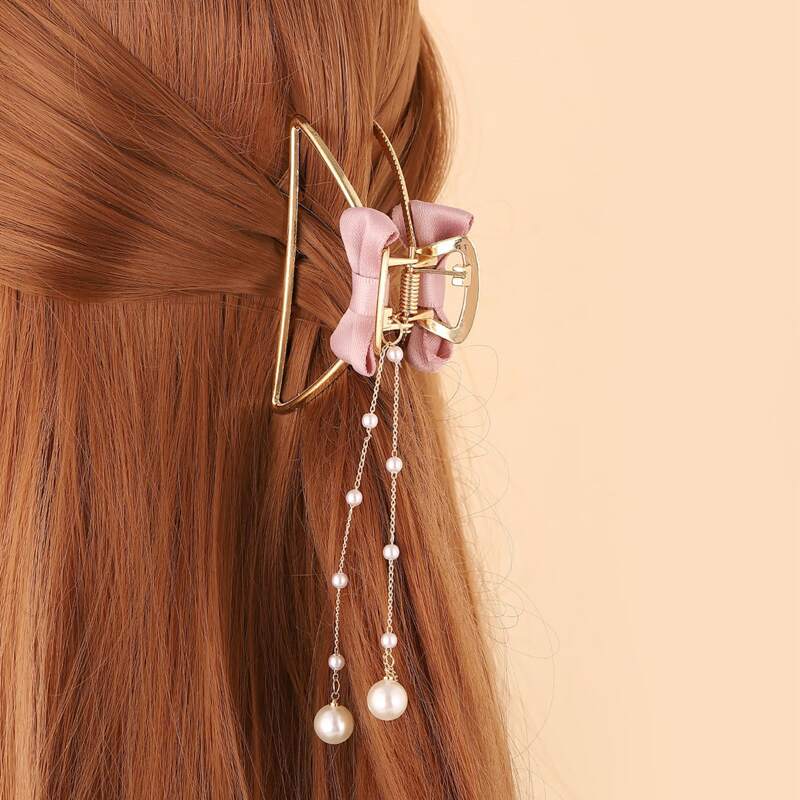 

Faux Pearl Decor Hair Claw, Gold