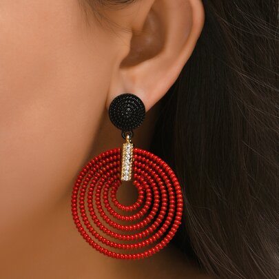Layered Round Drop Earrings
