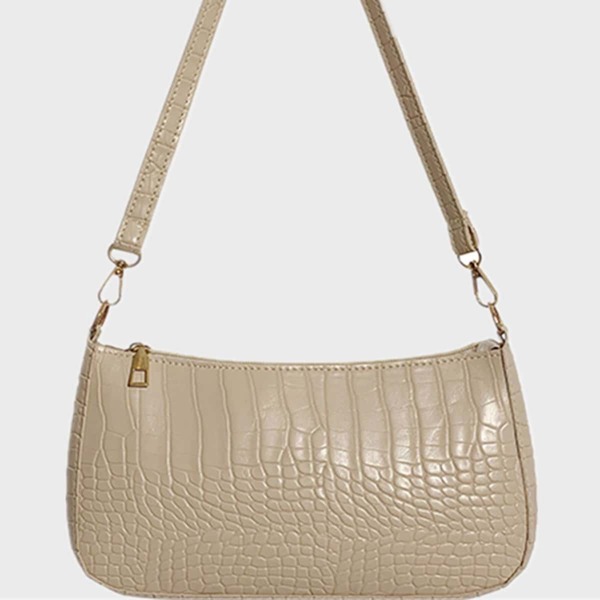 

Croc Embossed Shoulder Bag, Beige