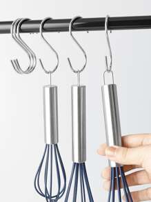 6pcs S-shaped Hanging Hook,Kitchen Storage Wardrobe Storage Hook Set - Silver - View 1