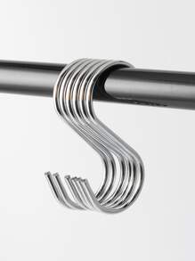 6pcs S-shaped Hanging Hook,Kitchen Storage Wardrobe Storage Hook Set - Silver - View 3