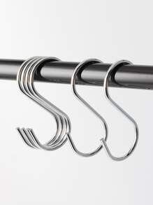 6pcs S-shaped Hanging Hook,Kitchen Storage Wardrobe Storage Hook Set - Silver - View 4