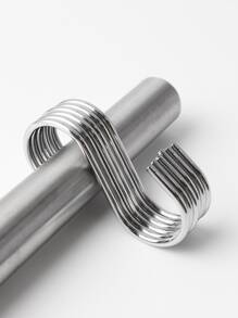 6pcs S-shaped Hanging Hook,Kitchen Storage Wardrobe Storage Hook Set - Silver - View 5