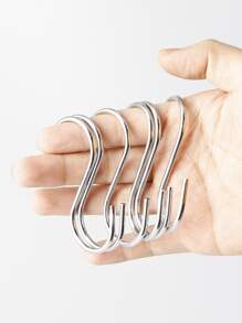 6pcs S-shaped Hanging Hook,Kitchen Storage Wardrobe Storage Hook Set - Silver - View 6