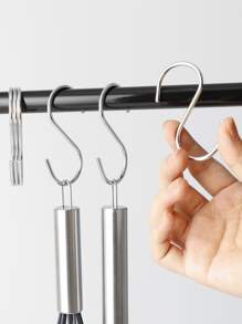 6pcs S-shaped Hanging Hook,Kitchen Storage Wardrobe Storage Hook Set - Silver - View 7
