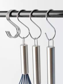 6pcs S-shaped Hanging Hook,Kitchen Storage Wardrobe Storage Hook Set - Silver - View 8