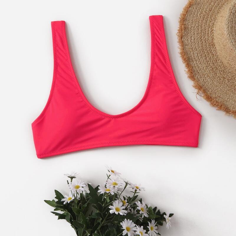 

Solid Tank Bikini Top, Hot pink