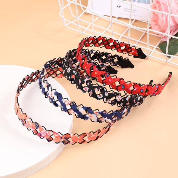 

4pcs Girls Flower Print Headband, Multicolor