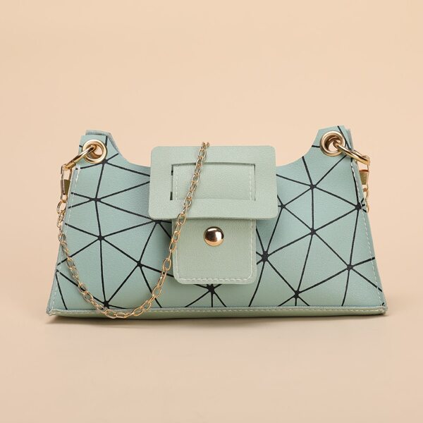 

Geo Graphic Chain Crossbody Bag, Green