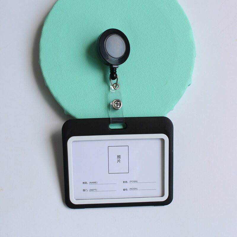 

1pc ID Card Cover With Stretchy Buckle, Black