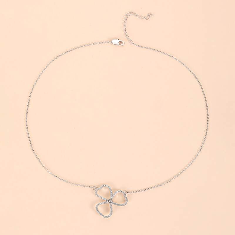 

Floral Design Chain Necklace, Silver
