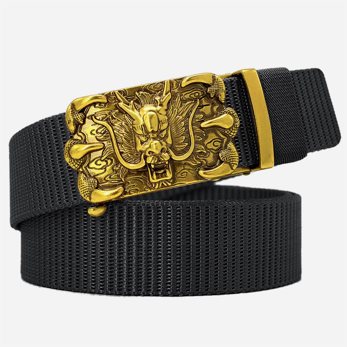 

Guys Metal Engraved Automatic Buckle Belt, Black