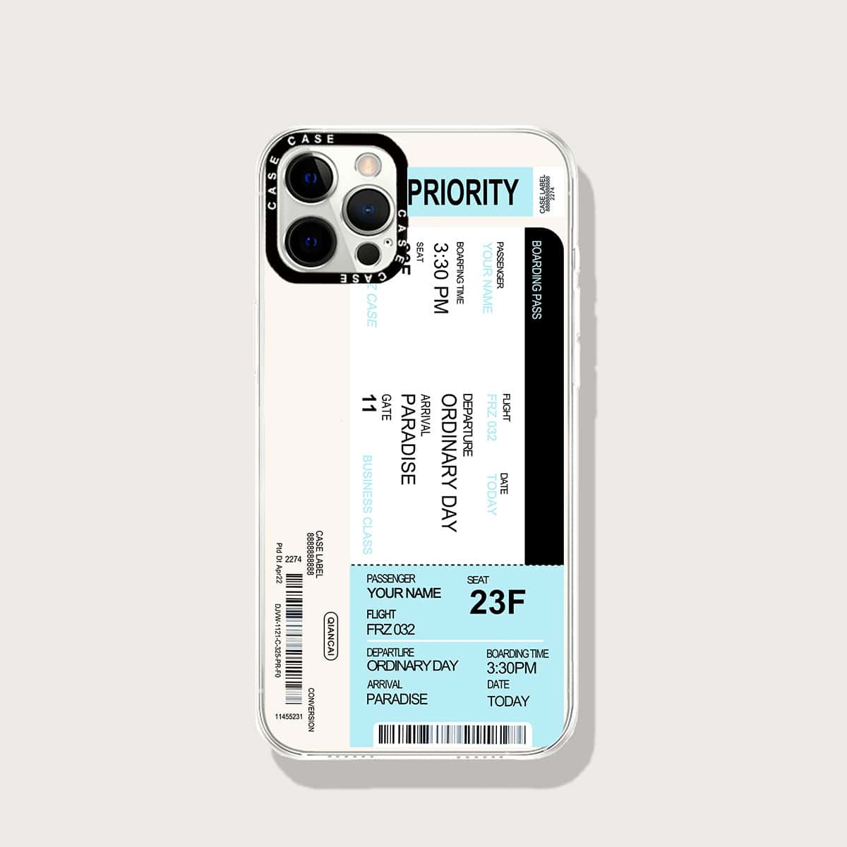 

Ticket Print Phone Case, Clear