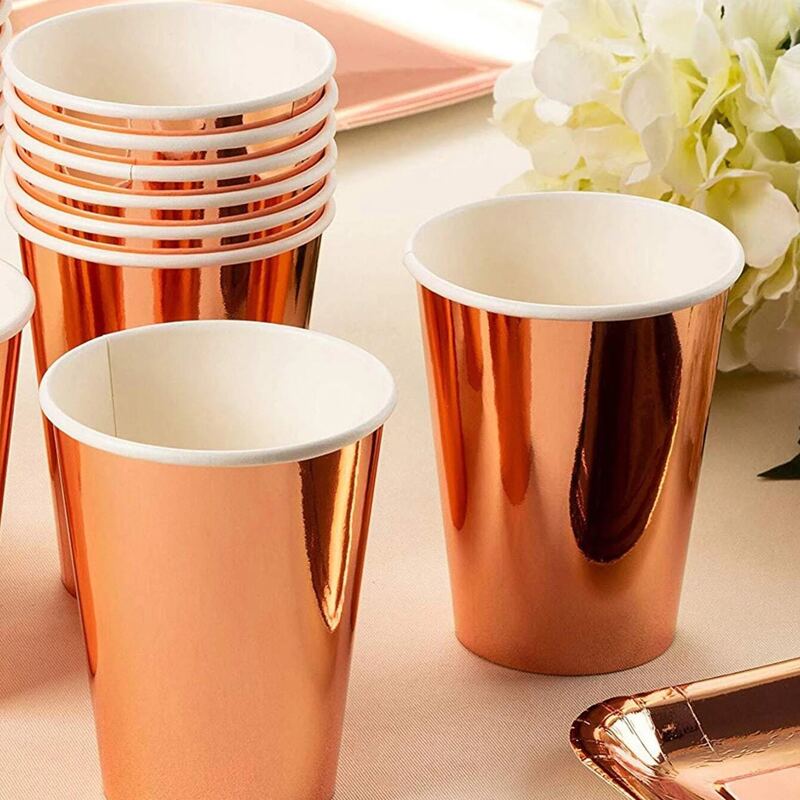 

6pcs Solid Disposable Cup, Rose gold