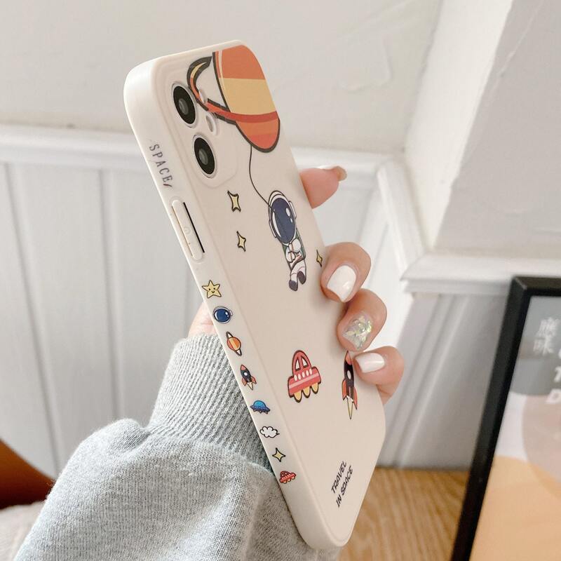 

Cartoon Astronaut Phone Case, White