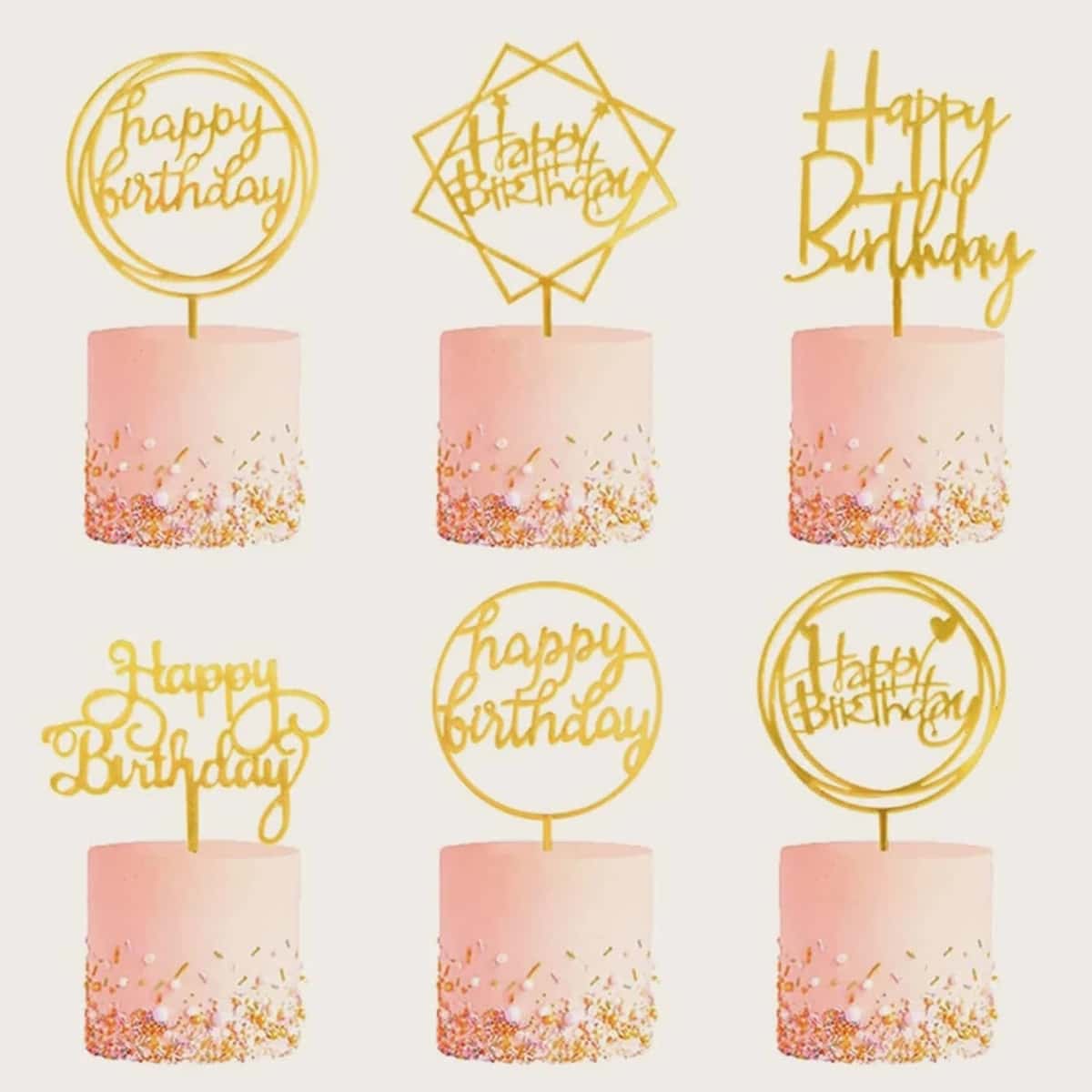 

1pc Random Birthday Cake Topper, Gold
