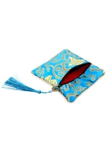 1入組隨機圖案流蘇吊墜首飾收納袋刺繡設計滌綸禮品袋適用於派對假期 - 彩色 - 查看 3