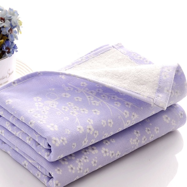 

1pc Flower Print Towel, Purple