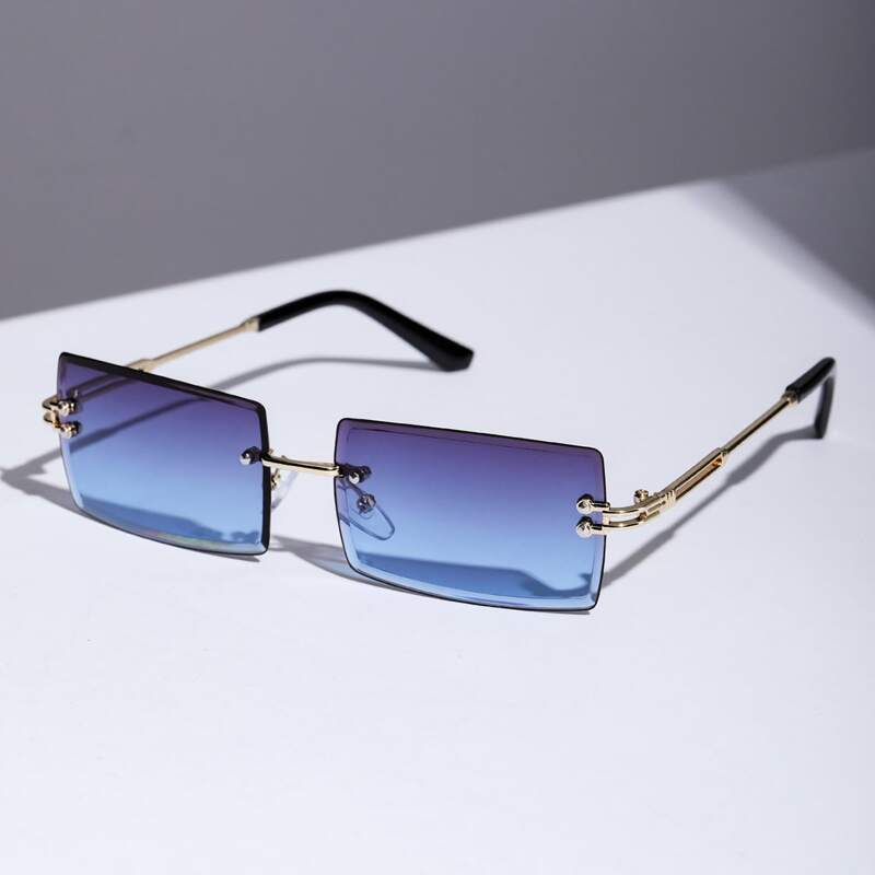 

Guys Rimless Tinted Lens Sunglasses, Navy blue