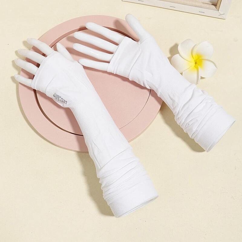

1pair Plain Long Gloves, White