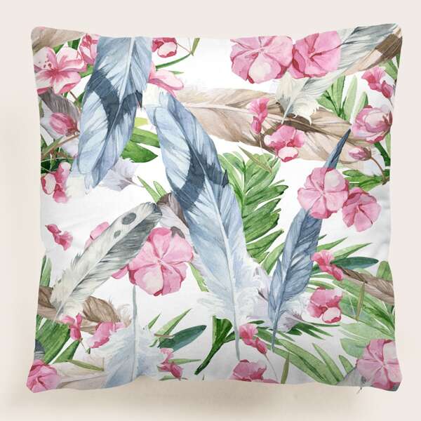 

Flower Print Cushion Cover Without Filler, Multicolor