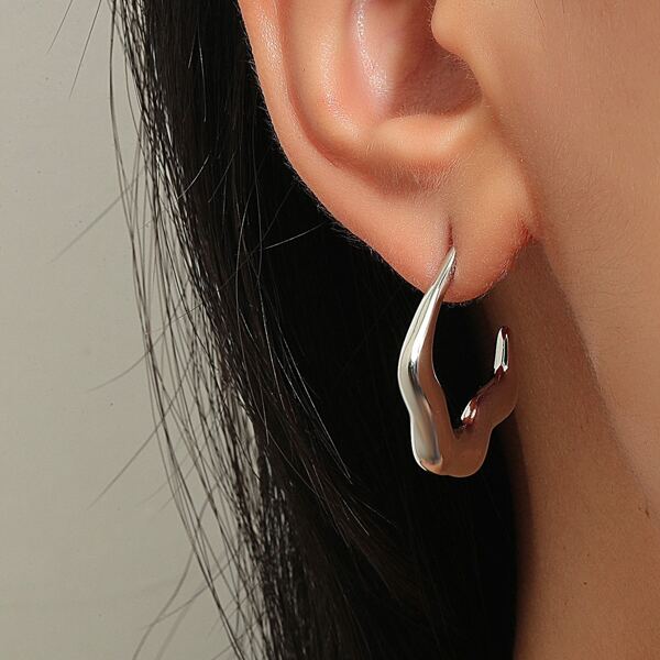 

Irregular Alloy Earrings, Silver