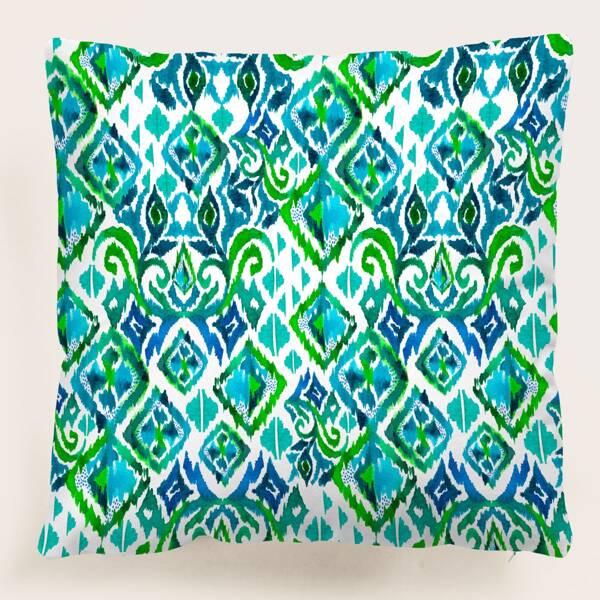 

Geometric Pattern Cushion Cover Without Filler, Green