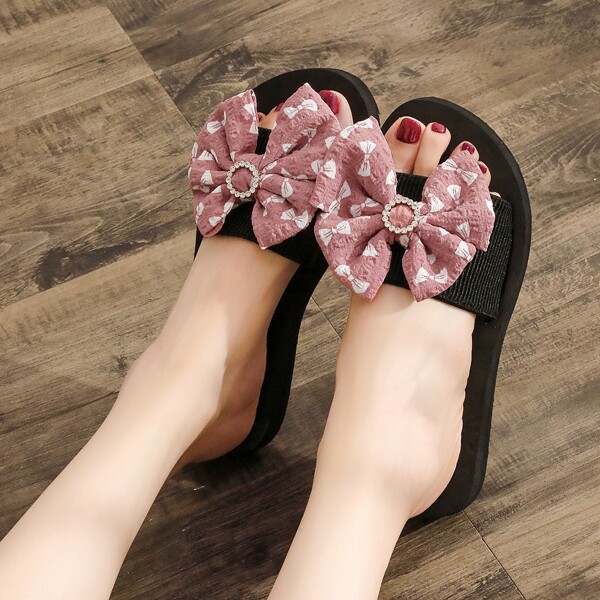 

Bow Decor Slides, Pink