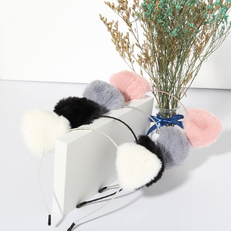 

4pcs Fluffy Ear Decor Headband, Multicolor