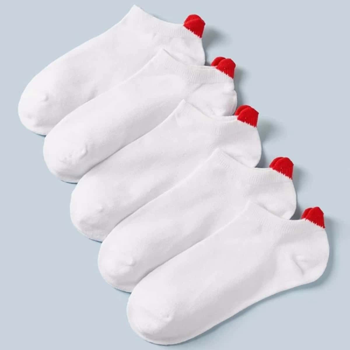 

5pairs Heart Design Ankle Socks, White