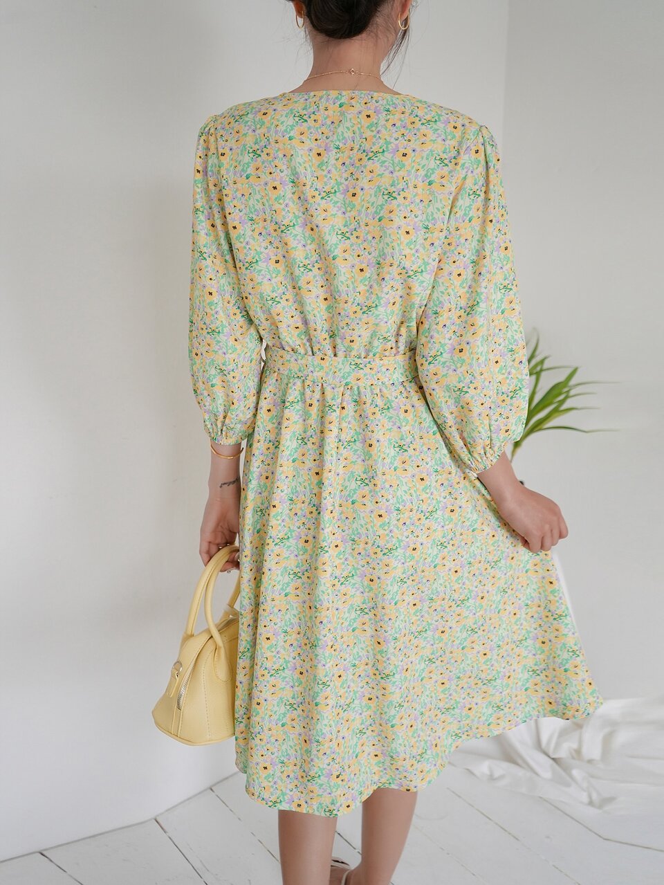 Ditsy Floral Wrap Belted Dress