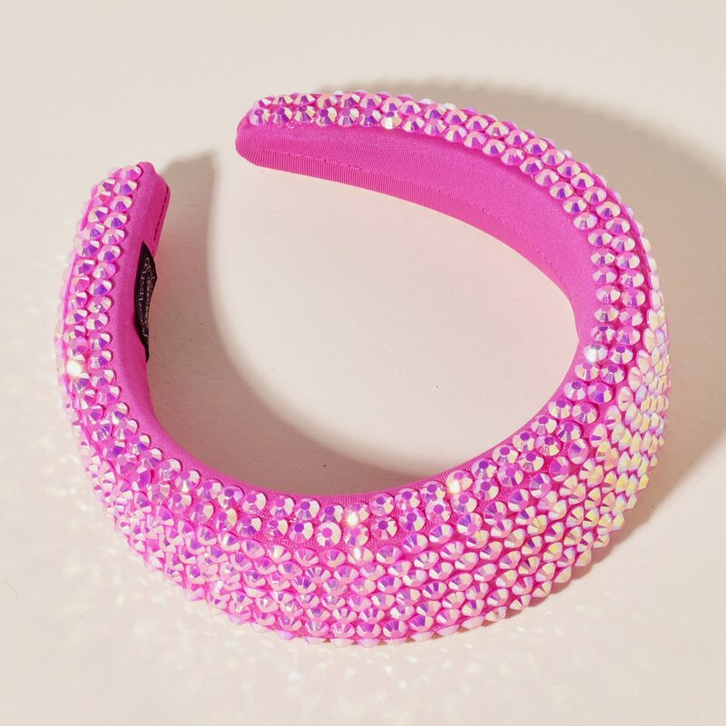 

Rhinestone Wide Hair Hoop, Hot pink