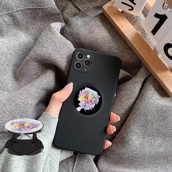 

Plain Phone Case With Stand-Out Phone Grip, Black