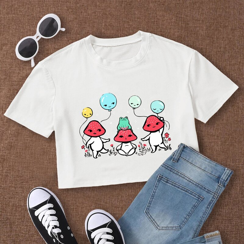 

Mushroom Graphic Boxy Tee, White