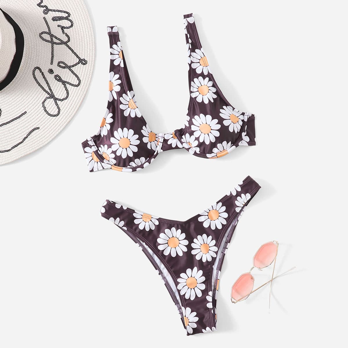 

Floral Print Bikini Swimsuit, Multicolor